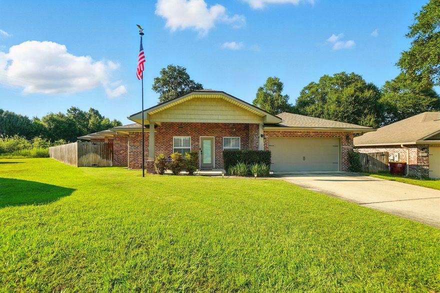 Welcome to 212 Eleases Crossing - the perfect blend of style, comfort, and convenience! This stunning 3-bed, 2-bath brick home sits on a quiet cul-de-sac with NO HOA. Inside, enjoy brand-new vinyl flooring, timeless plantation shutters, soaring 10-ft ceilings, open-floor and concept, and elegant crown molding. The kitchen is a true showstopper with a massive chef's refrigerator and sleek bar area, perfect for entertaining! The yard has been completely cleared of trees for a fresh, low-maintenance look. Washer, dryer, and Tesla charger convey. With tile throughout the main living areas and a grand 8-ft leaded glass entry, this home delivers on every detail. Survey available. Don't wait--Contact the listing agent today to schedule your private showing today!