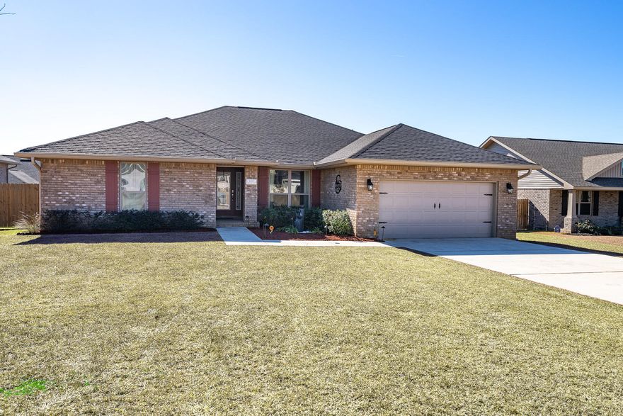 Need to Rent and don't want a mortgage just yet?? Check this beautiful home out! Nestled in the charming new subdivision of Charleston Place in North Crestview, this stunning 4-bedroom, 3-bathroom home is designed for modern comfort and timeless appeal. Boasting 2,416 square feet of heated and cooled living space, this thoughtfully crafted residence offers both style and functionality.The home's 4-sided brick construction ensures durability and low maintenance while exuding classic elegance. A professionally landscaped yard, complete with landscape lighting, underground sprinkler system, and full sod coverage, creates a serene outdoor setting. Relax on the 14'x16' covered rear porch or unwind on the inviting queen porch swing in the backyard oasis. The epoxy-floored garage, equipped with air conditioning, adds extra convenience and versatility. 

Step inside to a light-filled family room with soaring cathedral ceilings and a cozy ambiance. The master suite features a luxurious tray ceiling, along with a spa-like bath offering a separate walk-in shower, a garden tub, and ample closet space.

The kitchen is the heart of this home, showcasing custom cabinetry, butcher block countertops, granite island accents, and stylish bar pendant lighting. The open-concept design connects the kitchen to a spacious breakfast nook and the family room, making it perfect for gatherings. Unique pallet walls in both the living area and master suite add rustic charm and character.

A front den offers versatile space, ideal for a home office, library, or playroom. Bedrooms 3 and 4 conveniently share a Jack-and-Jill bathroom, adding practicality for family living or guests.

Additional Upgrades:
Upgraded flooring throughout, with plush carpeting reserved for the bedrooms. Transferrable Bonded Builders Warranty for peace of mind and enhanced security features for added safety.

From its thoughtful layout to its upscale finishes, this home delivers a lifestyle of comfort and sophistication. Charleston Place offers a welcoming community atmosphere, making this property a perfect place to call home. Call to view this home with your favorite Realtor?? today!