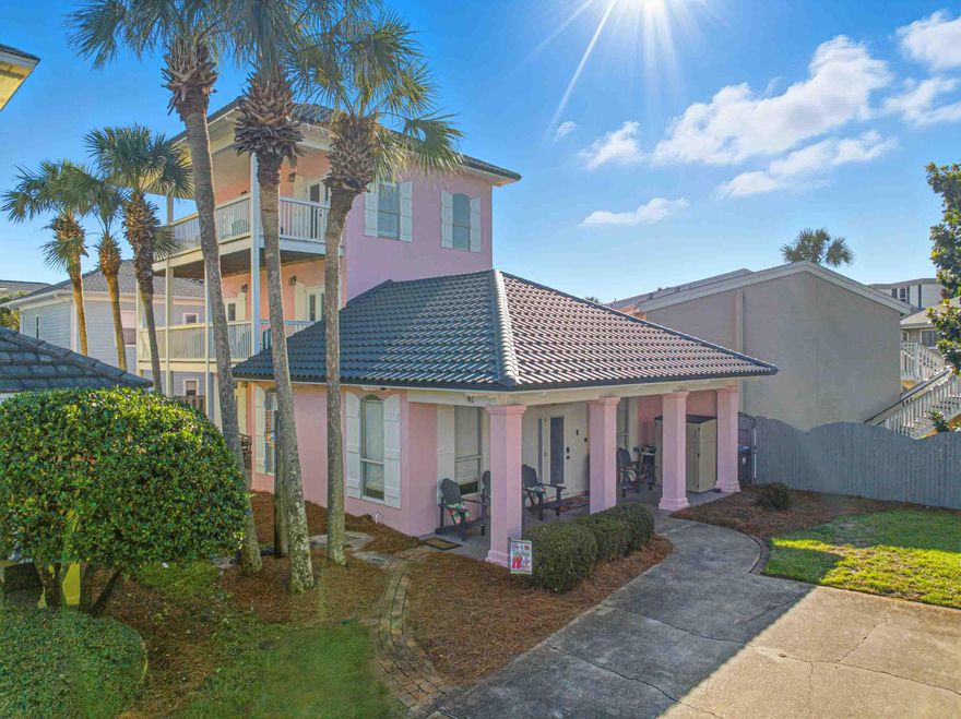 Incredible opportunity to own a Beach House in the Gated Beach community of Emerald Shores along Scenic Gulf Drive in South Walton County! Neighborhood amenities include a Private Beach with a Private Beach Pavilion with bathrooms, picnic tables, & a short order bar, 2 pools, a tennis/pickleball court, & a basketball goal!  Very few neighborhoods have a Private Beach, let alone a Private Beach Pavilion!  Come see ''Flamingo Cove!'' Like New 4BR/3BA 3 story home with a larger lot and plenty of room! You'll love the balconies, covered porches, and big front and side yards!  Many nice updates and new furnishings. See additional info below.  Must honor all bookings.  Can be transferred to new owner or to a management company.  Gross Rentals for 2025 were $53,365 with the potential for more! Recent updates include: 
* Roof - approx 3 years. 
* New HVAC on 2nd floor -2025; 
* New kitchen faucet, refrigerator, microwave, and garbage disposal; 
* Hot Water Heater - 2023. 
* All new furnishings, sofa, all king-sized mattresses. 
* Rebuilt Deck Railings on 2nd & 3rd floor balconies. 
* New gas grill
* New Pollywood furniture outside! 

*** Must see the expansive 3rd Floor Bedroom with a Private Bathroom, 2 accesses to the balcony, a king bed, a day bed with a trundle bed, and a sitting area! ***

Square footage and all pertinent information to be verified by buyers. 