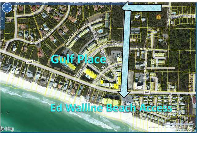 Best new lot off of 30A. Incredible price on this Louva Ln 2.5 acre lot, located close to Gulf Place Town Center and only 2 blocks to Ed Walline Park Beach Access. A high elevation (Flood Zone X) with Current zoning of 2 units per acre, make this a highly desirable piece of property. 5 luxury beach house estates with pools would fit very well on this property. Being a corner lot is advantageous for a small development as no roads would need to be put in place. No HOA fees. There is no build out time. Divide the lot, build your dream home and sell the other remaining part of this parcel. Surrounding parcels have all been rezoned to higher density and indicate that it would likely be possible to further divide this parcel. This is a great opportunity to develop this parcel. Small lots
