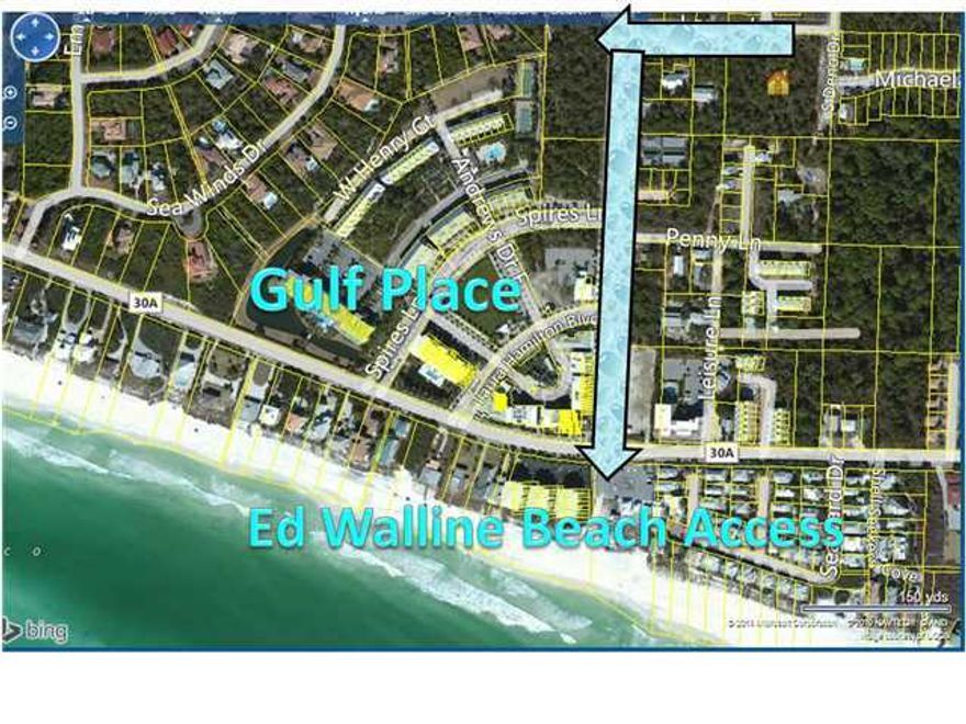 Best new lot off of 30A. Incredible price on this Louva Ln 2.5 acre lot, located close to Gulf Place Town Center and only 2 blocks to Ed Walline Park Beach Access. A high elevation (Flood Zone X) with Current zoning of 2 units per acre, make this a highly desirable piece of property. 5 luxury beach house estates with pools would fit very well on this property. Being a corner lot is advantageous for a small development as no roads would need to be put in place. No HOA fees. There is no build out time. Divide the lot, build your dream home and sell the other remaining part of this parcel. Surrounding parcels have all been rezoned to higher density and indicate that it would likely be possible to further divide this parcel. This is a great opportunity to develop this parcel. Small lots