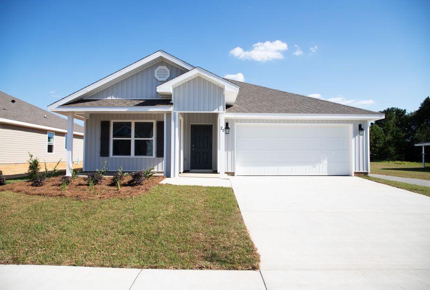 Now selling new construction homes in Owl's Head. This community is located in Freeport Florida. The Cali features a kitchen and living area with an open design that seamlessly integrate with the dining area. Interior features include EVP flooring, beautiful cabinetry in ivory, granite countertops, a Smart Home package with DEAKO Smart Switch.  Owl's Head is convenient to restaurants, shopping, golf courses, a regional sports complex, the E.O. Wilson Biophilia Center, and several marinas. It is 36 Miles to Eglin Airforce Base, 37 Miles to Duke Field, and 23 miles to Sacred Heart Hospitals.