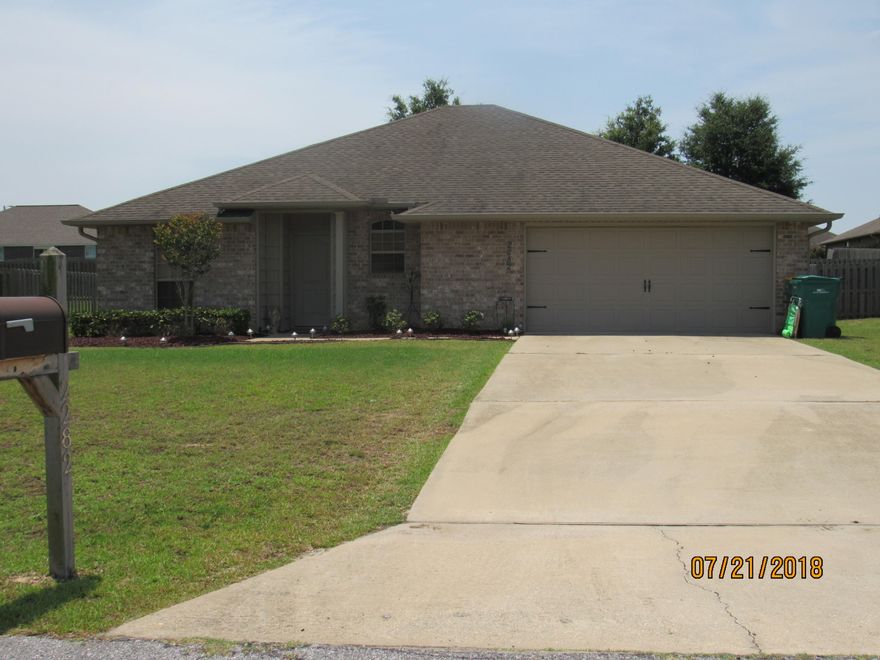 Super cute, 3 bedroom, 2 bath brick home *with an office* in wonderful north Crestview community. Conveniently located near bases, schools, shopping, etc., this newer build is on a large lot and features tile and neutral carpet throughout, a kitchen with granite counter tops, stainless steel appliances, a flat cooktop stove, and a large walk-in pantry, spacious bedrooms (split floor plan), privacy fence around a large back yard, and a 2-car garage. The washer and dryer are included.