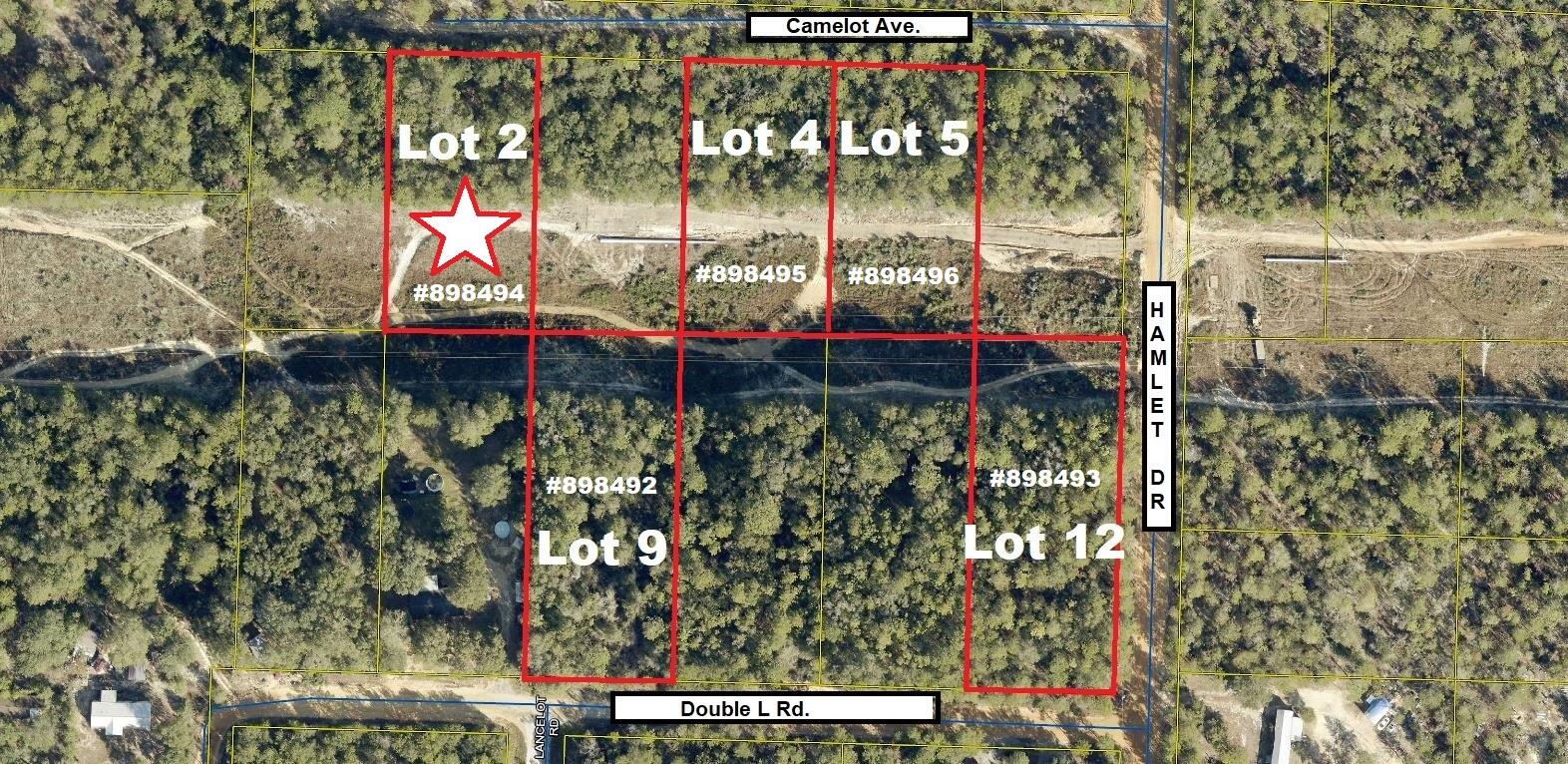 Apx. 1 acre lot in growing Mossy Head area of Defuniak Springs. Suitable for new construction or manufactured homes. There is a significant slope to the property and power line easement runs through the back 1/2 of lot. Camelot Ave is not a county maintained road.