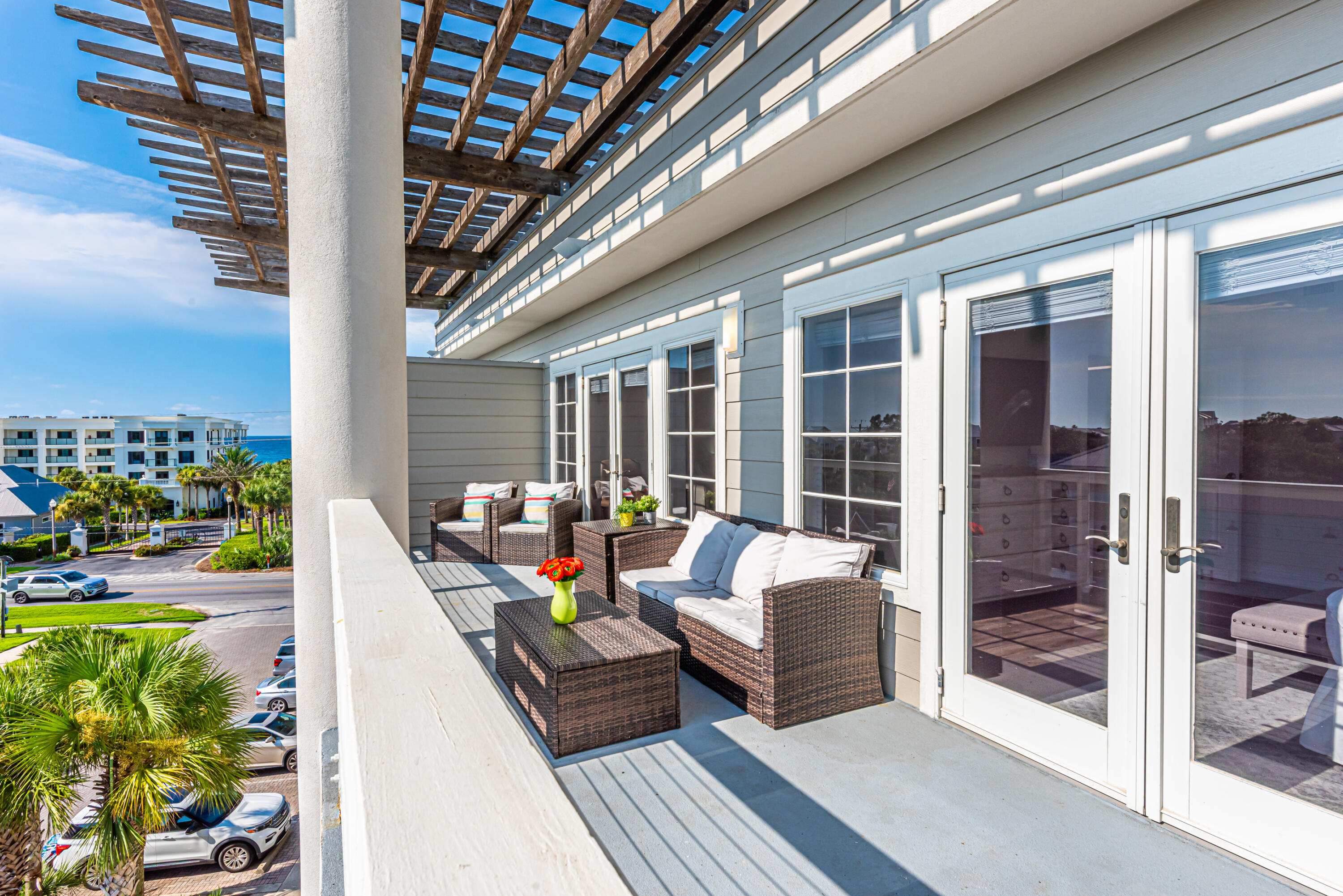 Furnished and available for winter monthly rentals Nov-Feb. Please call our office for details at 850.608.6078. 3BR/2BA condo in Cassine Station, Seagrove Beach. Perched on the 4th floor, this serene retreat is just 100 steps from sugar-white sands and minutes from Seaside, The Big Chill, and scenic 30A fun. Enjoy a spacious kitchen with granite countertops and stainless steel appliances, open dining and living areas with smart TV, and a large balcony with great views. The master suite features a king bed, balcony access, and spa-like bath with walk-in shower and soaking tub. Guests will love the additional king bedroom and bunk room. Extras include WiFi, laundry, beach gear, and access to 2 pools, tennis, pickleball, trails, and grilling areas.