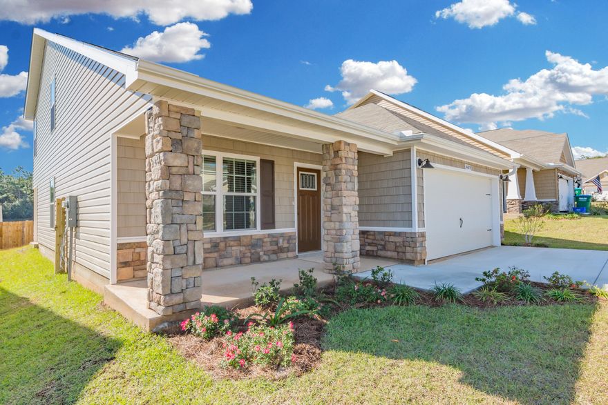 This home offers light and bright open floor plan. Inviting living room that overlooks the breakfast bar that opens up to the kitchen and dining room. Downstairs Master Suite with walk-in closet, dual vanities, garden tub, and separate shower. Guest half bath also down stairs with inside laundry. Upstairs are 3 additional bedrooms, with nice size closets and a loft area. Enjoy the covered-lanai, accessible from the kitchen opening out to the spacious backyard that you don't have to cut. Seller to pay up to $3000 of buyers closing costs with the use of a preferred lender.