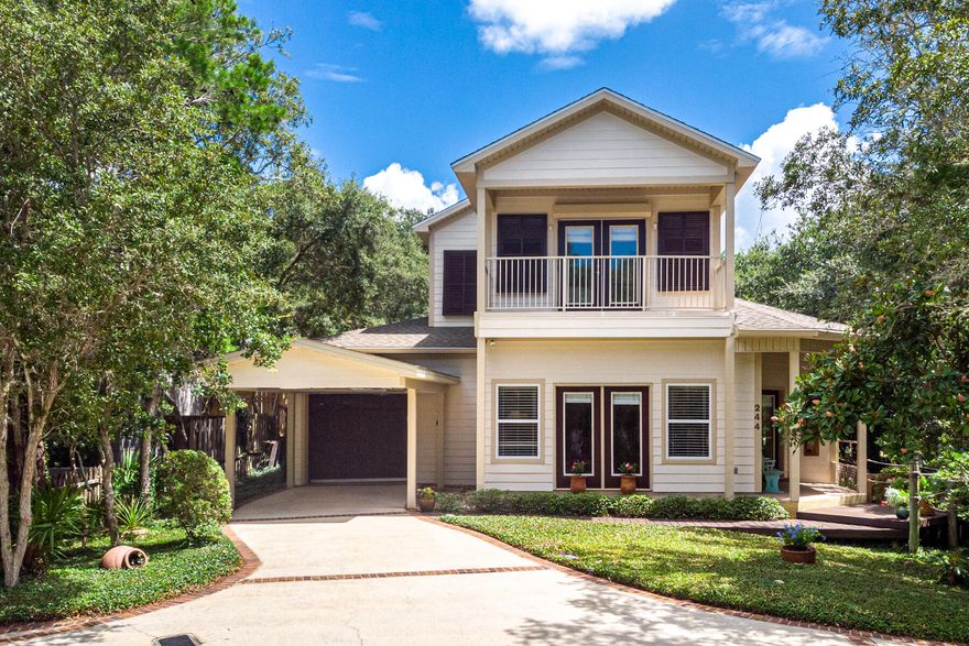 Walk to the beach from this turnkey home located just one block north of 30A! The sought after neighborhood of Beach Highlands offers great location on 30A's west end. Walk or bike ride to Stinky's Fish Camp and all the entertainment at Gulf Place, with NO HOA! Situated on a private lot with a large enclosed pool and patio, you can enjoy the Florida weather in peaceful comfort. The first level of the home holds the main living areas including an updated kitchen and tile plank flooring throughout. There is a bedroom and bath on this level, a sunroom, and a garage with great storage! A small work room in back is heated and cooled as well! Upstairs you'll find the master bedroom with private balcony, an additional bedroom and bunk room! The home has been very well maintained and never rented.