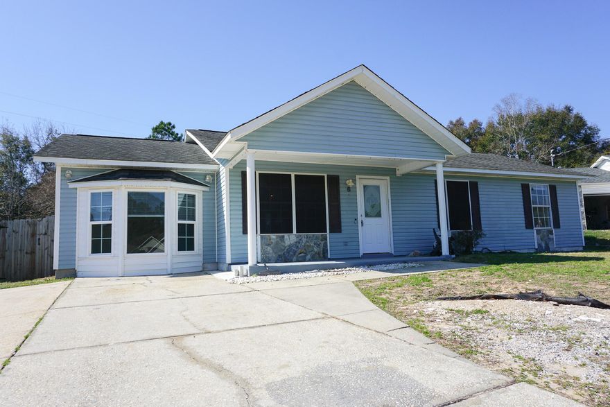 Avail. NOW!  $500 OFF FIRST FULL MONTHS RENT. Welcome to 6 Flora Cv. Charming 3bed/2bath in the heart of Crestview! Home features fresh new paint throughout home, stainless steel appliances, bonus FLEX space perfect for an office or playroom, and HUGE backyard. Covered front porch to drink your morning coffee. Laundry room has tons of shelving for storage! Pets considered with owner approval and non-refundable $400 pet fee. No inside smoking or vaping. Applications are $55 per adult 18 and above.  Apply with La Bella Vita today! AS IS sheds in backyard *tenant must sign hold harmless addendum for sheds* AS IS washer/dryer. Non-refundable fees apply.