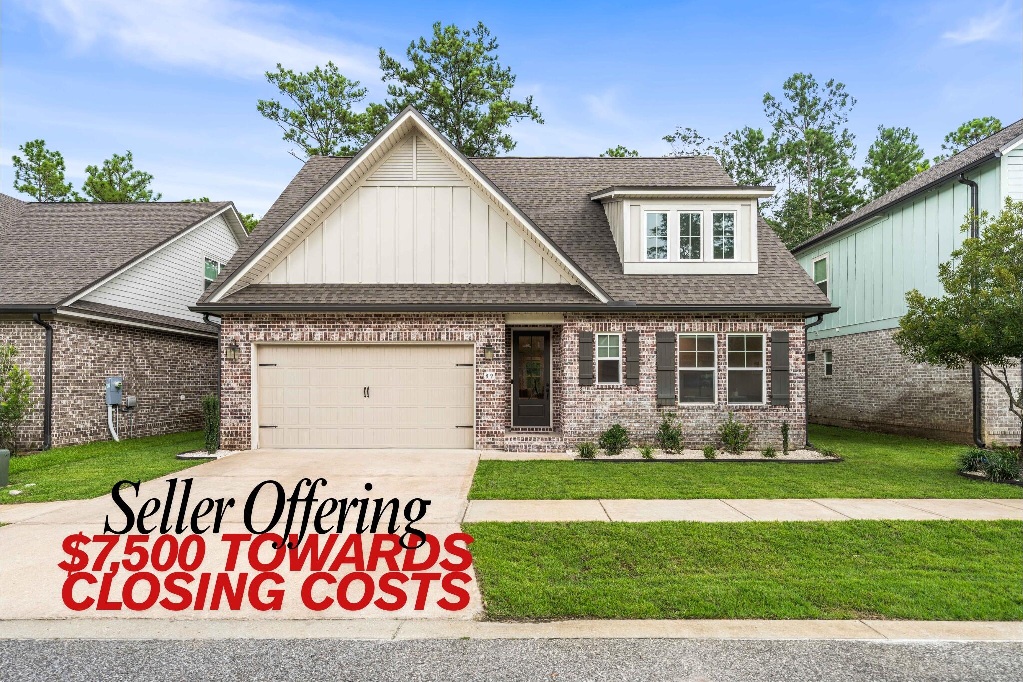 Beautifully crafted 2021 Randy Wise home in Laurel Oaks! This 4BR/2.5BA + office offers 2,200+ sqft, an open main floor, 1st-floor primary suite, 8' doors, crown molding & custom finishes. Upgrades include a custom primary closet, all new Zoysia sod, updated landscaping and pavers, laminate floors, custom blinds, fenced yard & custom office doors. Family-friendly neighborhood, all just 25 minutes from the sugar-white sands of 30A! **SELLER OFFERING $7,500 TOWARDS BUYER'S CLOSING COSTS WITH AN ACCEPTABLE OFFER.** Room sizes are approximate and subject to error.