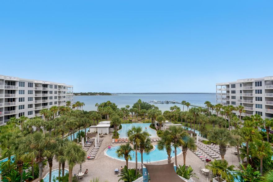 Don't miss this one! Priced to sell! Beautiful 1 bedroom + bunk room updated end unit, located in the Destin West Pelican building. Amazing bay and gulf views from this unit. Destin West is the perfect getaway...offering something for every age! Destin West is an amenity rich complex, featuring lazy river, multiple heated pools (both gulf side and bay side), fitness center, hot tubs, and fantastic beach access. This unit is perfect for a primary residence, personal vacation getaway, or stellar rental property.