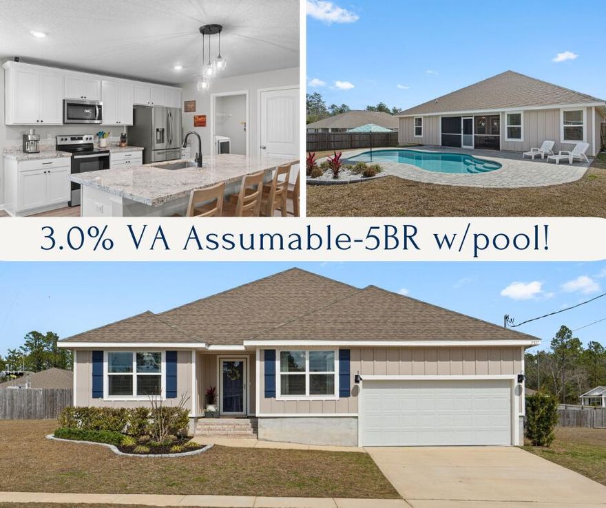 No need to wait on a new home to be built-this 5 bedroom beauty comes packed w/upgrades AND your very own private in-ground gunite pool! This 2500sqft+ home is big on size and affordable living, w/low county taxes, energy efficiency, & cheap insurance costs. The generous square footage and layout offer a place for everyone w/5 good sized bedrooms, all with generous closets for storage space. And with 3 FULL bathrooms, no one is fighting for counter space! Entertaining is also a dream here-no mosquitos in the screened in back patio, overlooking a .33acre backyard. You're in Florida now, so you'll be able to enjoy your new pool oasis 8+months out of the year! Please note all the details the current owners have improved on to truly elevate this home, come take a tour and stay awhile!