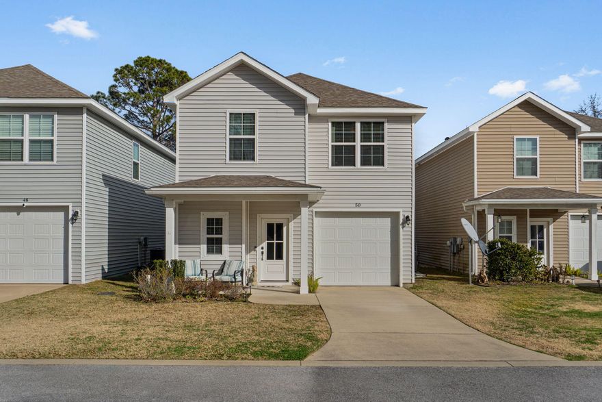 Pride of ownership shines in this well-maintained 4-bedroom, 2.5-bath, two-story home conveniently located just minutes from Eglin Air Force Base, shopping, dining, and everyday amenities. The main level features a functional open-concept layout with abundant natural light - perfect for both daily living and entertaining. The kitchen offers granite countertops, stainless steel appliances, ample cabinet space, and an island, flowing seamlessly into the living and dining areas with direct access to the backyard. Upstairs, you'll find a spacious primary suite, three additional bedrooms, and a conveniently located laundry room. Bedrooms are generously sized with ample closet space, providing flexibility for family, guests, or a home office. Additional highlights include modern finishes throughout, thoughtful floor plan design, and a fully landscaped yard with sprinkler system. This home offers both comfort and convenience in a desirable Valparaiso location. Don't miss the opportunity to make this move-in-ready home yours!