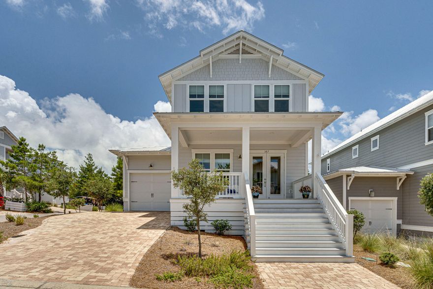 Charming Florida beach house in Highland Parks one of the most sought after communities on 30A, with breathtaking tropical pool, firepit, and covered kitchen to relax in after a day at the beach. This is the incredibly popular Connor model with a FIRST floor master bedroom. And an additional 3 bedrooms upstairs including another master. The features of this home include a covered porch and screened in porch adding an additional 1000 sq ft., shiplap in living area and master bedroom, wood floors, granite, stainless steel appliances, natural gas tankless water heater, built in pest control system, water softener system with compete house RO, two zone ac sytems. Perfect for full time living or beach vacation home and would be a very good rental. Stunning sunsets from front porch.