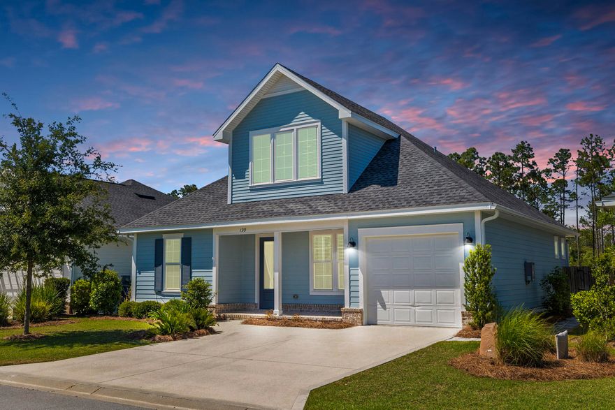 Discover the charm of coastal living with this immaculate Liam floor plan, nestled in the highly sought-after neighborhood of Watersound Origins.The home boasts Bosch stainless steel appliances, quartz countertops, 9' ceilings, 8' doors,  LVP floors, and tile in the bathrooms. Two bedrooms have an attached bath, meaning you can make the primary suite on either the first or second floor. With the total gas upgrade package, the home has a gas range, tankless water heater, and gas grill hookup. Crown molding in the living room and kitchen add a touch of sophistication, while a spacious screened-in patio beckons for serene evenings of relaxation.