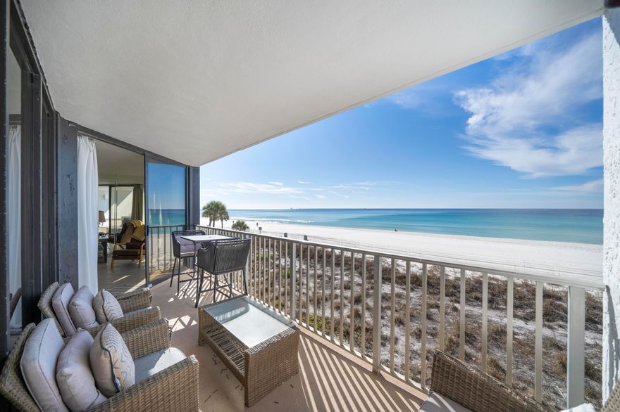 Leeward/Windward two bedroom condos are some of the highest grossing rentals on Panama City Beach.  $75,000 gross annual income is easily attainable in these popular condos.Welcome to Windward 201 at Edgewater Beach Resort, where refined coastal living meets breathtaking Gulf views. This beautifully maintained 2-bedroom, 2-bath condo offers nearly 1,300 square feet of open, light-filled living space with floor-to-ceiling windows and a spacious balcony overlooking the sugar-white sands and turquoise waters of Panama City Beach. The open-concept layout showcases a well-appointed kitchen with generous counter space and a breakfast bar peninsula, flowing seamlessly into the living and dining areas, ideal for entertaining. Both bedrooms feature private en-suite baths, with the primary suite boasting a sleek tiled walk-in shower, upgraded vanity, and quartz countertops. Never used as a rental, this condo is in immaculate condition and includes a full-size washer and dryer. Sold fully furnished and rental-ready, it's perfect as a turnkey investment or luxurious second home. Enjoy sunrise and sunset views, dolphin sightings, and all the unmatched amenities of Edgewater Beach Resort, Panama City Beach's only full-service, gated resort with 11 pools, Gulf-front hot tubs, golf, tennis, pickleball, dining, and more all within walking distance to shopping and entertainment.