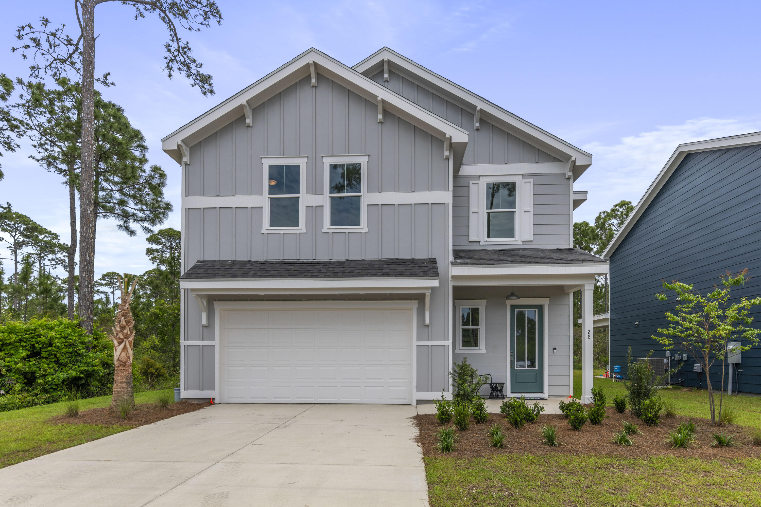 Welcome to Brizo, a brand-new neighborhood where tranquility meets convenience. Offering 18 homesites, Brizo is conveniently located near the bay and has a close proximity to the beach, shopping, and dining options. The combination of a coastal location, nearby amenities, and accessibility to popular destinations such as 30A, Grayton Beach, and Topsail State Park makes Brizo an ideal choice for individuals or families looking for a vibrant and well-connected community in the Santa Rosa Beach area. The Schubert floor plan offers 4 bedrooms and 3.5 baths with an open living concept downstairs and an amazing loft area upstairs. Situated on a lot surrounded by woods, with only one nearby neighbor. This home offers privacy while still being conveniently close to the beach and the bay.