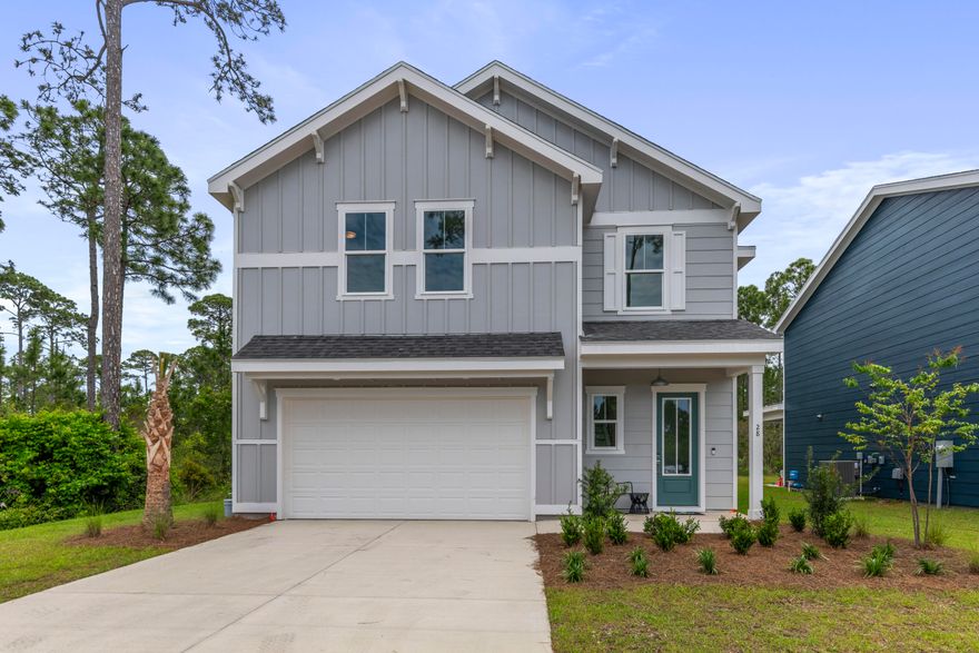 Welcome to Brizo, a brand-new neighborhood where tranquility meets convenience. Offering 18 homesites, Brizo is conveniently located near the bay and has a close proximity to the beach, shopping, and dining options. The combination of a coastal location, nearby amenities, and accessibility to popular destinations such as 30A, Grayton Beach, and Topsail State Park makes Brizo an ideal choice for individuals or families looking for a vibrant and well-connected community in the Santa Rosa Beach area. The Schubert floor plan offers 4 bedrooms and 3.5 baths with an open living concept downstairs and an amazing loft area upstairs. Situated on a lot surrounded by woods, with only one nearby neighbor. This home offers privacy while still being conveniently close to the beach and the bay.
