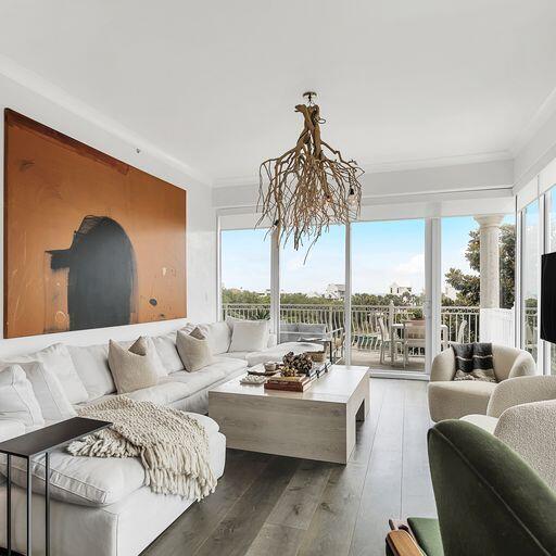 GULF VIEWS! Enjoy amazing Gulf views from this renovated 3rd floor corner unit. Benecki Homes and Melanie Turner Interiors collaborated to deliver a one of a kind property with exquisite finishes delivering refined elegance. Upon entering you will immediately sense that you have landed upon a very special and unique property. Walls finished in Venetian plaster, European oak flooring, from Francoise and company. White washed oak cabinets by Karpaty Cabinet of Atlanta. Kitchen features all-natural marble countertops and back splash along with the best of Gaggenau and Thermador appliances. Natural light floods in through floor to ceiling glass that wraps the corner providing views of the Gulf and Alys Beach and