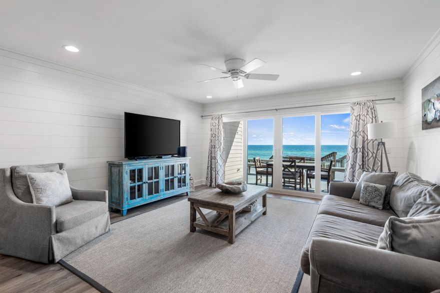 Offering panoramic gulf views from both the first and second floor deck space the highly sought after but rarely available Blue 9 Townhomes in the heart of Seacrest provides a unique combination of privacy, convenience, and affordability.This quiet low-density townhome offers 160' of private gulf front beach, is a short distance from the restaurants in Rosemary, and generates a strong rental income including over $120,000 in 2021.Unit 7 has received an extensive remodel including: all new flooring, baseboards, trim, interior doors, shiplap, paint, appliances, lighting, furniture, hurricane windows, sliding glass doors, AC, kitchen cabinets, granite counter tops, bathrooms, and more. Don't miss this rare opportunity to call Blue 9 your own for years to come!