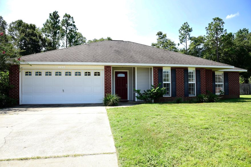 Great home located in the desirable Lee Farms community. This all brick 3/2 home offers a split floor plan. You will love the extra living space with the Living Room and additional Media Room. Spacious master suite features an Heirloom Vanity in master bath. Kitchen has granite countertops and an abundance of cabinet and counter space to delight the chef. Kitchen appliances included. Washer/Dryer provided but not warranted. Guest bedrooms are cozy and bright. Large fenced in back yard and 2 car garage complete this fine home. This house is an easy commute to Eglin AFB, Duke Field, and 7th Special Forces Group. Sorry NO pets and no smoking. Any person 18 years of older must complete separate applications. Tenants are required to carry Renter's Liability Insurance while occupying the home.