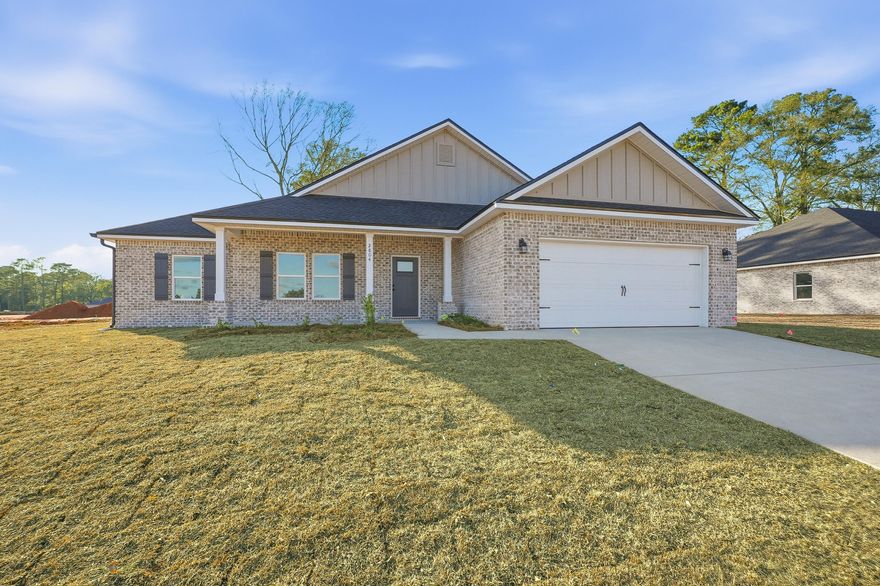 $13,000 TOWARDS BUYER CLOSING COSTS UNTIL FRIDAY THE 13TH!!! LATE FEB COMPLETION/MOVE-IN for this 1st Sierra (1823SF 4BR) plan in highly anticipated ultra convenient BARTON'S BEND. Perfectly nestled off Airport Rd & Houston Lane. So near to high school,middle school,USPS,banking,Publix/WinnDixie etc. Featuring ALL BRICK construction, white shaker cabinets, quartz or granite countertops,all matte black hardware & fixtures, raised ceilings, recessed lighting, ceiling fans and luxury vinyl plank flooring thru-out,porches front & rear,finished garage,landscaped yard w/sprinkler system. Mud room+laundry, double vanities all baths,tile shower & walk-in closet owner's suite. VISIT THE MODEL HOME (on supra key). (Photos of completed Sierra plans,colors will vary). ASK ABOUT 4.99% RATE VA/FHA.