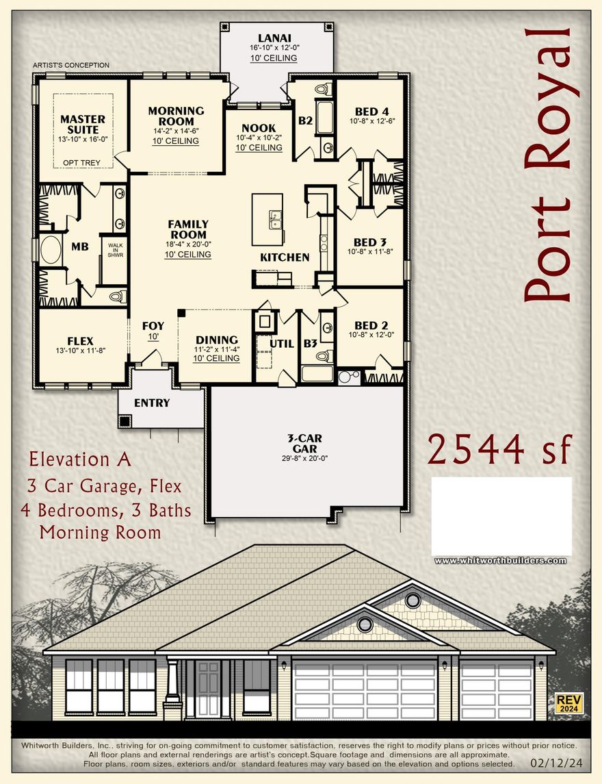 Builder Incentive $20K Your Way & the choice of REFRIGERATOR or BLINDS (certain restrictions apply). Expected Completion October 15, 2025 *Split Bedroom Plan, 3-CAR GARAGE,*10-Ft Ceilings in Main Areas *Click'n'Lock Laminate Wood Plank in All Living Areas *Tile Floor & Granite Countertops in All Baths *Kitchen features Granite Countertops, Large Island & Stainless Steel Appliances *Main Bath Zero-Entry All-Tile Walk-in Shower, Separate Soaking Tub, Double Vanity & 2 Walk-in Closets *Ceiling Fans in Main Areas & All Bedrooms *Covered Rear Lanai *Irrigation System *Builder & Structural Warranty *2x6 Exterior Construction *Additional $2,500 non-refundable fee required for this premium lot.