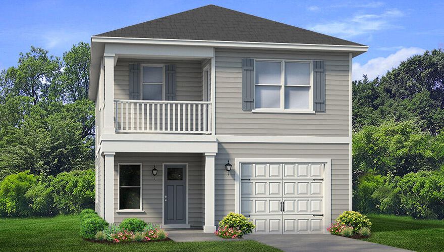 The Monroe plan is a 3 bed, 2 bath, 1 car garage home in Hammock Oak Estates. As you enter through the foyer, there is a hall that leads to the kitchen area on the right and the stairs to the second floor on the left. Continuing past the kitchen is the living and dining room area, and the backdoor entrance for the covered porch. Once you head up the stairs, you'll have bedroom #2 and #3 on your left, with the main bedroom on the right, two walk in closests on your left, and a doorway to the balcony within the main bedroom. The home offers quartz countertops with pearl EVP flooring throughout the home and ivory painted cabinetry. Hammock Oak Estates is nestled among the beautiful pines just north of the Choctawhatchee Bay in Freeport, Florida.