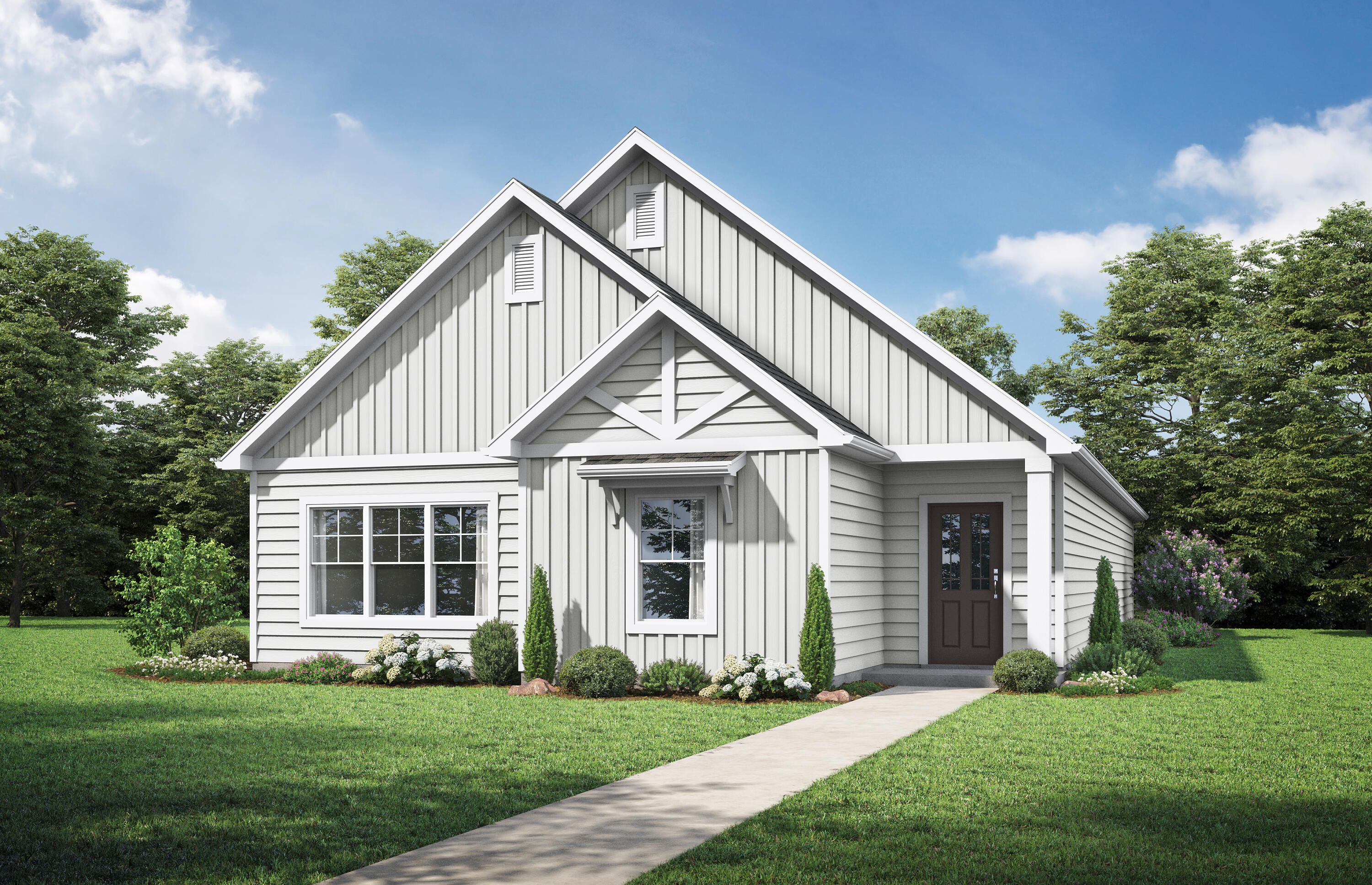 The Lauderdale II by Valor Communities is the home you've been waiting to call your own! With your primary bedroom and huge walk-in closet on the first floor, you'll have all the space you need. Enjoy cozy Florida nights in front of your modern, LED fireplace or on your covered porch area. Our Vaulted ceilings ensure your new home feels open and welcoming. With quartz, luxury vinyl flooring, and hardiboard exterior already included in our features, you'll be impressed at what this home has to offer! Three bedrooms are on the main floor with a large bedroom and bath upstairs. Enjoy Florida living and the beautiful park space with walking trails and a gorgeous spring fed lake nearby.
