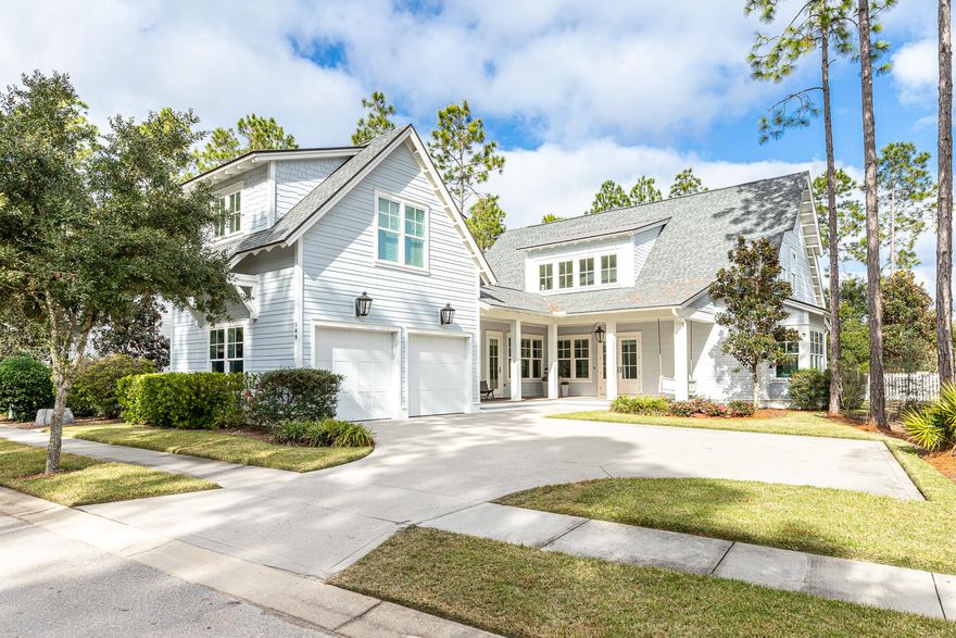 With an enviable location that backs up to the golf course in WaterSound Origins, this Cape Cod-style home sits on a large lot and offers the ultimate in indoor and outdoor living. Offered fully furnished minus a few exclusions, this 5 bedroom, 5.5 bath plus bunk-room home boasts more than 3,550 square feet of living space with a two-car garage and carriage house. The open floor plan is ideal for full-time living or use as a vacation home with hardwood floors, quartz countertops throughout, tile in the bathrooms and Cumaru decking in an abundant outdoor living space that includes a cabana with fireplace and TV, fully-equipped summer kitchen and private pool with sun shelf and spa. Inside, the kitchen with pantry, center island and Wolf and Sub-Zero appliances opens into an..