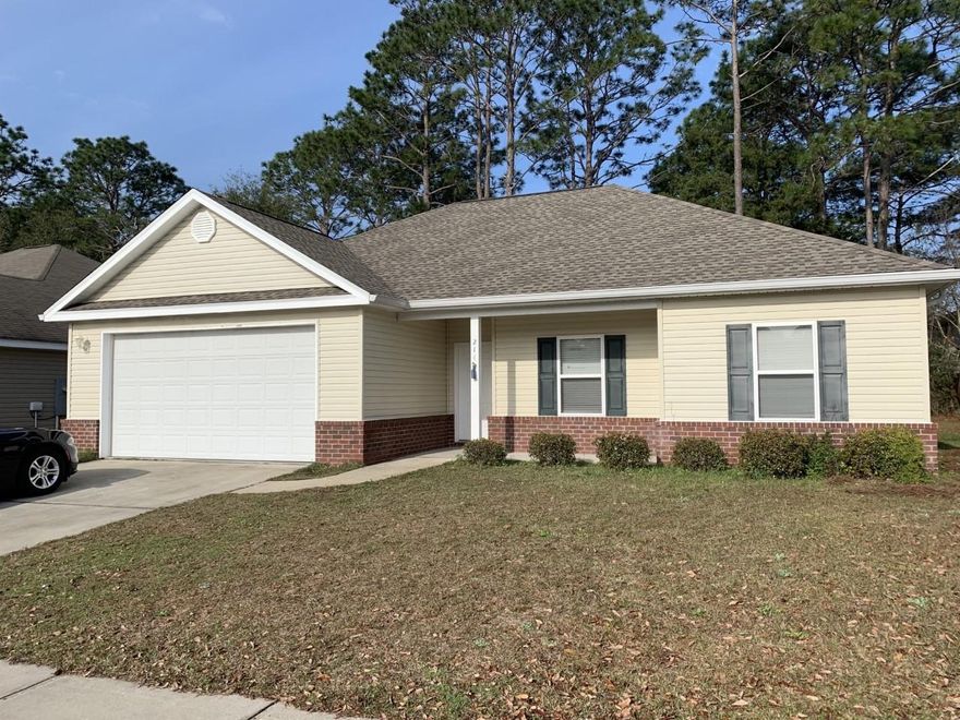 Welcome home to this fantastic SOUTH CRESTVIEW neighborhood. Your new home is close to the hospital, Walmart, restaurants, shopping as well as an easy commute to the beach and military installations. You are greeted with an open floor plan as you enter. The kitchen has beautiful dark wood cabinets and stainless steel appliances. The master suite has not one, but TWO LARGE CLOSETS and the bathroom has great storage. The split floor plan has the other bedrooms and bathroom on the other side of the home. There is a separate laundry room off the kitchen and the washer/dryer are included. Home was freshly painted and carpets cleaned. The fenced in back yard has a wonderful concrete pad which would be perfect for a Florida Room.