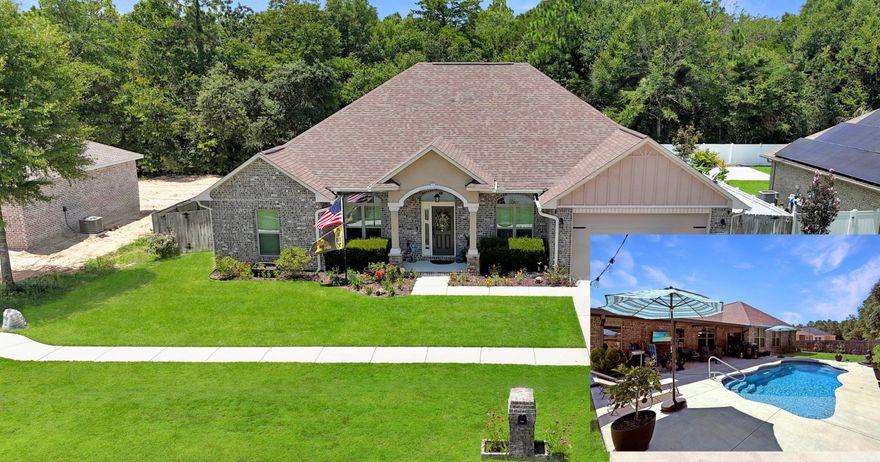 Life is good! Featuring a desirable split floor plan, 9ft high ceilings, recessed lighting and granite countertops throughout the home! Splash the summer around in your New Pool! 30 x 16 heated and cooled pool installed 2023! Double granite vanity in master bath with roomy tiled shower shares a half-glass wall with the separate tiled tub. Enjoy MB with large walk-in closets. Grand 20'x20' Florida Room overlooking a large fenced backyard! Quality handmade maple cabinets adorn the kitchen, complemented with recessed lighting overhead and under-mount lighting over the granite countertops. The master suite features large walk-in closets. One bedroom and bathroom are located on their hallway, for more privacy. High 9' interior walls raise the interior ceilings for a grand sense of space
