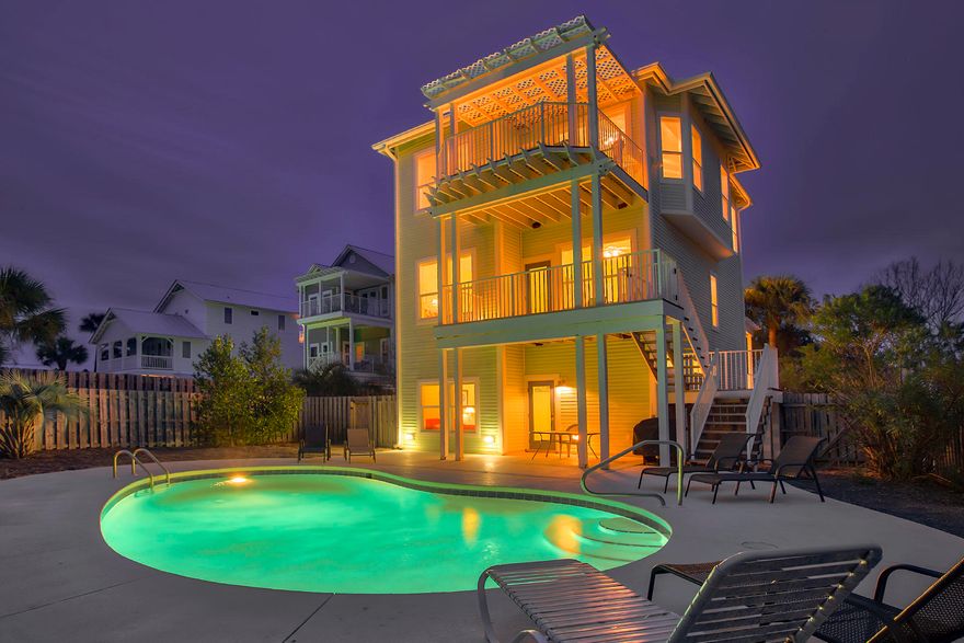 Welcome to Gulf Princess!
Gulf Princess is a hospitable home that is a perfect place for a family retreat or beach reunion. Find yourself just a short stroll away from the Gulf of Mexico, or enjoy your very own backyard oasis, featuring a 24 X 15 lagoon style backyard swimming pool! This roomy three-story vacation home has five bedrooms along with five bathrooms and the ability to accommodate fifteen guests.