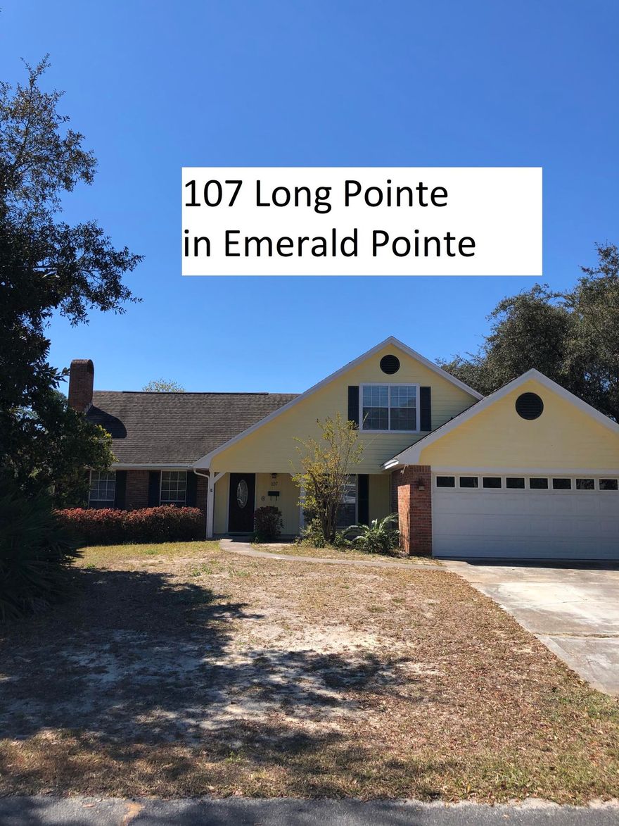 RARE opportunity - 5 bedroom home in Emerald Pointe with a gunite pool. The vaulted ceilings in living room and kitchen add to the spacious feel of this home. The screened porch off the living room and kitchen has room to entertain. Then jump in the pool or sun on the deck. The bedroom floor plan: Downstairs includes the Master bedroom, ensuite bathroom with Jacuzzi tub/shower, a full bathroom on the hall, plus two more bedrooms. Upstairs you have the third full bathroom with two more large bedrooms. Emerald Pointe is a prime subdivision with access to the Santa Rosa Sound. Many subdivisions south of Hwy 98 do not have access to the water. Emerald Pointe homes do! You will enjoy so much about living in this quiet, well-maintained neighborhood. Act quick to grab this 5 bedroom home.
