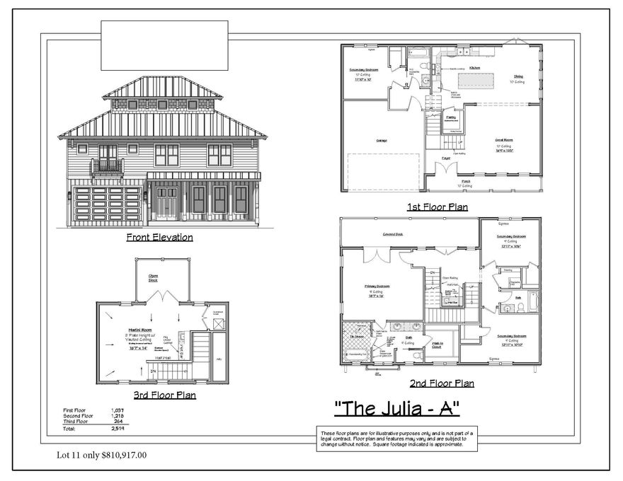 WILL BE COMPLETED EARLY 2023. Bayview Estates is a New Community on the North side of Hwy 98 in the heart of Miramar Beach! This small and quaint community is located within minutes to restaurants, shopping, the Bay and the Beach! The ''Julia A Floor plan boasts 4 bedrooms, 3 Bath with a Unique 3rd Story! Comes with a Bedroom on First Floor. Other floor plans are available! Home to be built! Call today to get more info on this Awesome neighborhood coming soon! *Contact agent for details on Furnish and appliance packages * SHORT TERM RENTALS ARE ALLOWED. Buyer to verify own dimensions. Preferred lender incentives, we are offering buyer rate buy down! Call your local agents for more details!  Let us build your dream! #baylifesaltlife!!