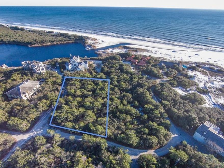 FANTASTIC GULF AND LAKE VIEWS from this 1/2 Acre (approx)homesite in a small secluded BEACHFRONT gated community. Overlooking the lake and beach * Wooded native foliage setting * Corner Lot * Beach and Lake Access * Approx. elevation. is 16ft. Buyer to verify lot dimensions and information. Call Listing agent for gate code.