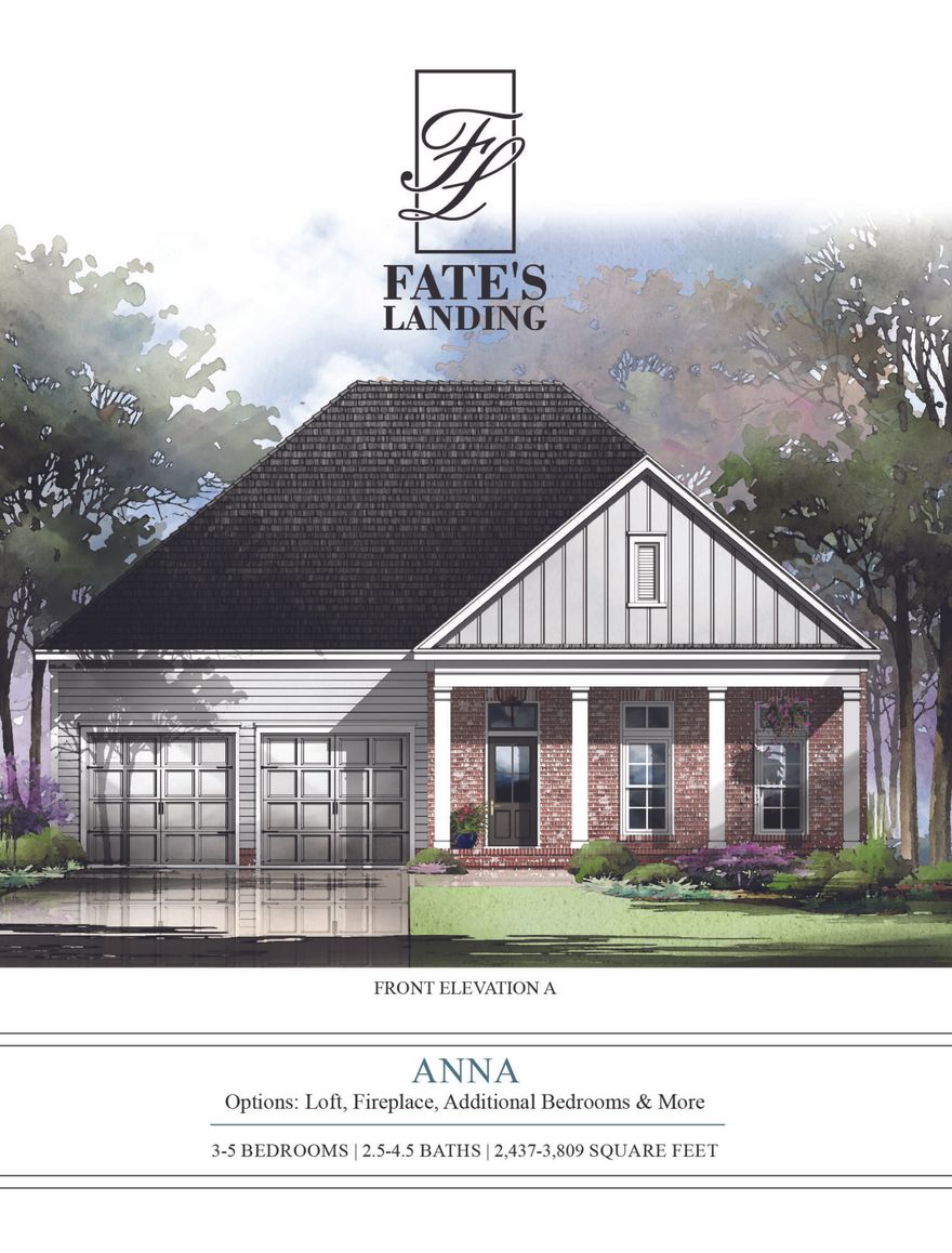 Currently under construction on a private homesite for Fall 2020 move in. We're excited about this brand new plan specifically designed for our newest Niceville neighborhood. The Anna plan includes 2437 sq ft with 3 bedrooms, 2.5 baths and an office, all on one floor. Features of this wide open floor plan include 10' ceilings, 8' doors and entries, classic craftsman trim, impact window, all stone tops, and a large open kitchen with shaker cabinets, Frigidaire Professional appliances, and much more. Call today for details.