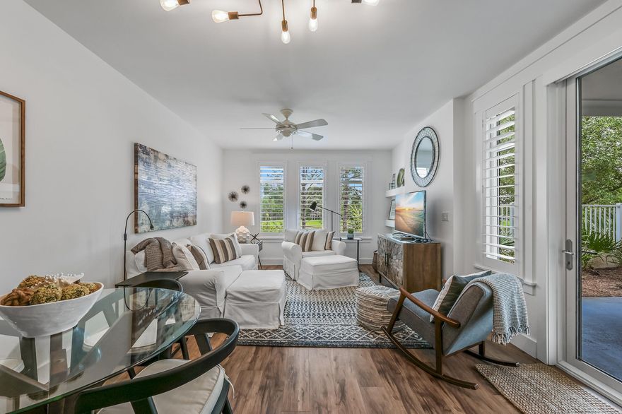 Back on the Market at No Fault to the Seller! This gorgeous first floor one bedroom Elation condo offers a large private patio to enjoy the views of the lake and the 15th fairway of the Burnt Pine Golf Course. Updated and completely renovated in a modern coastal style, Starting with the 4.5'' plantation shutters for optimal light and 5.5'' baseboards with the luxury vinyl plank flooring throughout. The new kitchen has white marble quartz countertops on a custom island, cherry cabinetry and stainless-steel appliances. The bathroom is a showplace with a modern dual vanity and large rectangular ceramic floor and shower tiles finished with a frameless glass shower door.