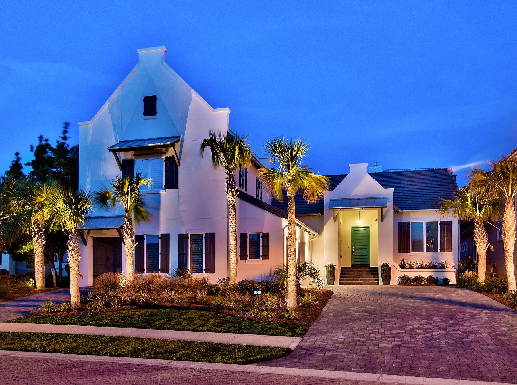 Modern elegance meets artful coastal contemporary design in this awe inspiring residence ideally located in the gated beach-side community of Destiny East. Completed in December 2013, this *Coastal Luxury Home* is finely appointed and masterfully configured featuring 5 bedrooms, 4 full bathrooms and a large open floor plan with clean lines & conveys with gorgeous designer furnishings throughout. This is another elegant residence with professional decor provided by Coastline Showroom. Upon entering the foyer, a wall of floor-to-ceiling windows spanning the South elevation allows an abundance of natural light to cascade into the main living area which features stunning in-lay reclaimed hardwood floors, expansive 12' ceilings, floor-to-ceiling stacked stone/slate gas-fireplace and