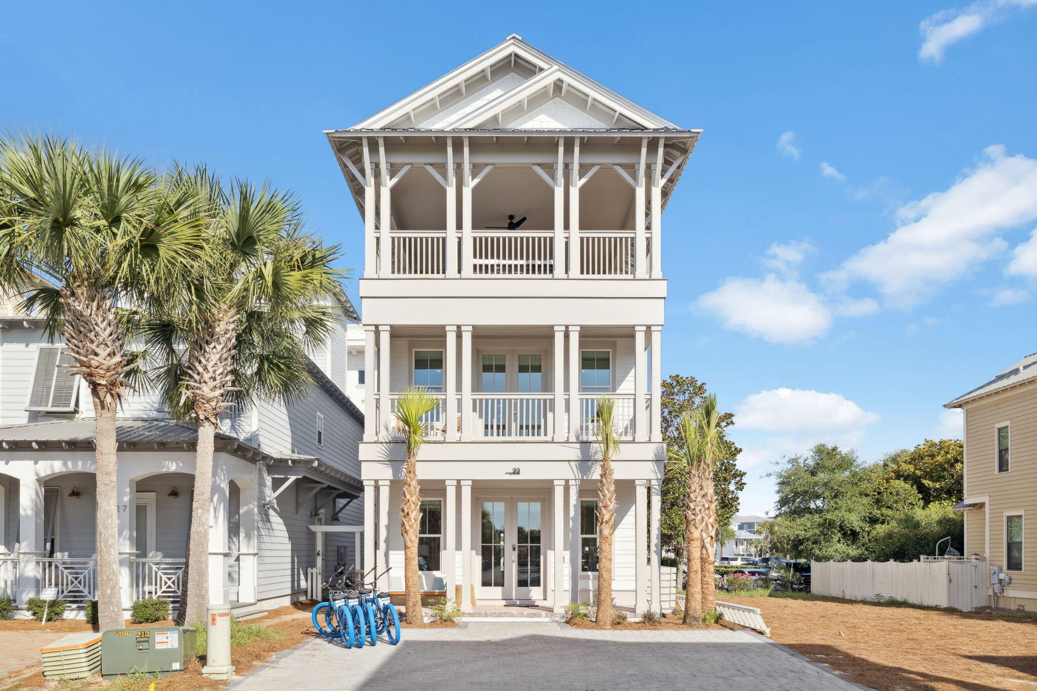 New Construction! Gulf View & Fully-Furnished! Presenting a fabulous getaway just steps from the beach, 33 Sand Flea Drive is the ultimate 30A beach home. In prime walking distance to Alys & Rosemary Beach, this home has the perfect floor plan. In the first level, you're greeted with a huge living space, open dining area & a wonderful fully-loaded chef's kitchen. The first level also has a guest bedroom, full bathroom and back porch perfect for grilling out. The second level features an enormous bunk room with an ensuite bath. Additionally, you have a primary bedroom with a private balcony on this level. The top floor boasts a dreamy primary with a built-in bar and access to the top floor veranda. The top floor veranda is a showstopper featuring a summer kitchen, huge TV, comfortable seating and a STUNNING Gulf View! Explore the best that 30A has to offer from this wonderful escape. Rental projections are set at $178,650 per year and cash on cash returns at nearly 5% annually. This gorgeous escape is offered fully-furnished and rental-ready. Inquire today for more information!