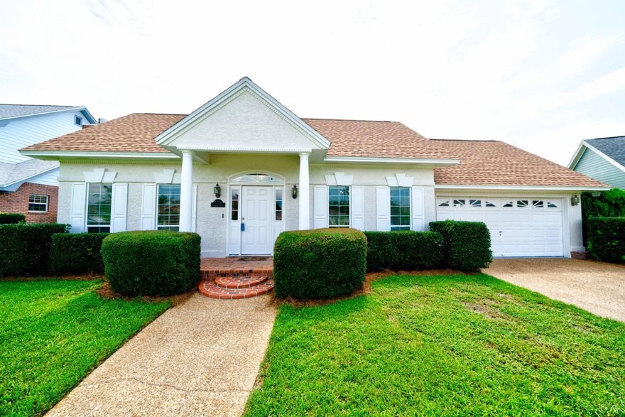 Centrally located 4 bed, 2 bath home with an office in the peaceful Forest Park neighborhood. This home greets you with a well-manicured landscape, a covered front porch and a welcoming foyer. This foyer leads to the office, formal dining room and the main living area of the home. The open living room, dining area and kitchen floor plan offers a grand space to host family and friends. The main living area boasts a brick fireplace, vaulted ceilings, and built-in storage. The kitchen features plenty of counter space and storage space, white appliances, and a breakfast bar. Off the main living area is a large den, perfect for unwinding and relaxing. This home features a split bedroom floor plan with the master suite separate from the guest bedrooms, offering plenty of peace and privacy. The