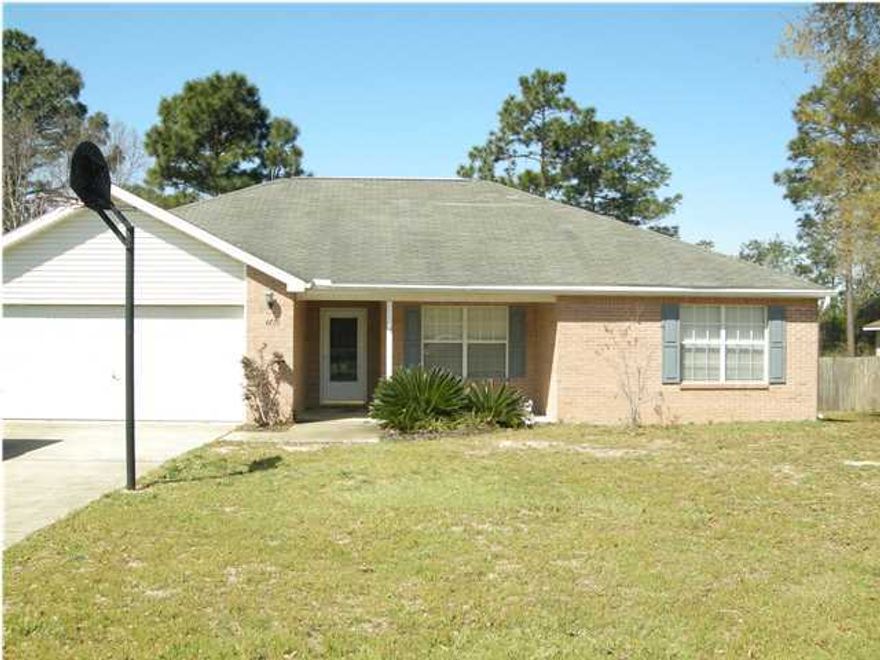 Short Sale. Delightful home in the Shoal Lake subdivision. Warm entrance with covered porch and brick front. Large tile kitchen and dining area. Living room has a vaulted ceiling and doors to large back deck. Master bedroom has two walk-in closets. Back yard fenced. Buyer to verify all data. Sq.ftg source: Okaloosa Co Prop. appraiser website. Buyer to rely solely on own appraisal for square footage and own survey for lot
