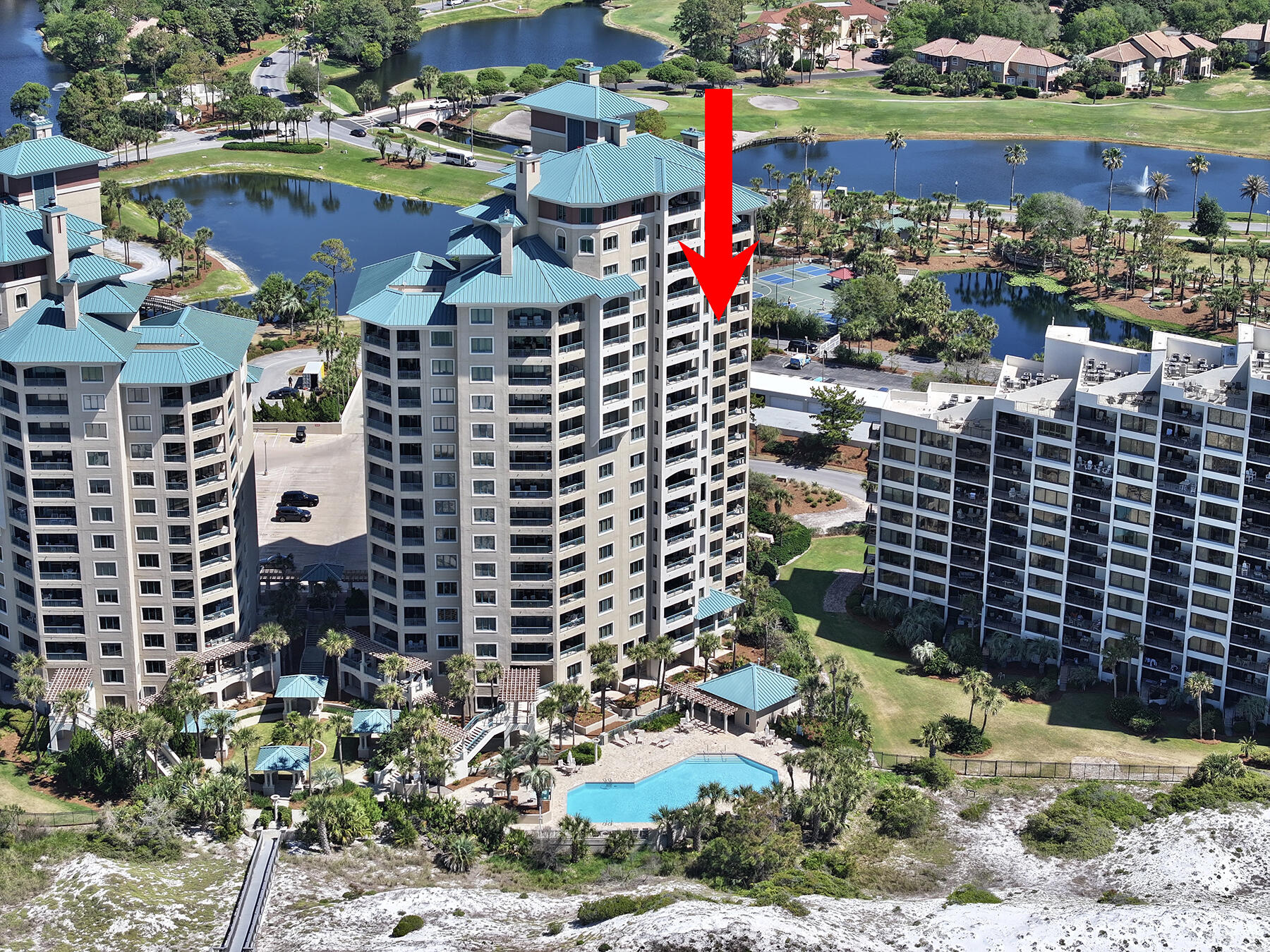 This 12th floor beautiful beachfront furnished condo has an abundance of light entering it from the 30 ft. of sliders facing the Gulf to the huge dining room window that sees the golf course and the bay. In addition to being rental-restricted, Southwinds features a private beach for the owners. The Master bedroom has sliders opening onto its private balcony and the king guest bedroom also has a balcony with views of the bay. The 3rd bedroom has bay views as well. The master bath has been updated with a frameless glass shower and quartz counter tops. It also has a window with a great view making the room feel bright and airy. The 2nd bath has been updated with quartz counter tops and a large tile back splash that surrounds the tub. The kitchen has been updated with stainless appliances.