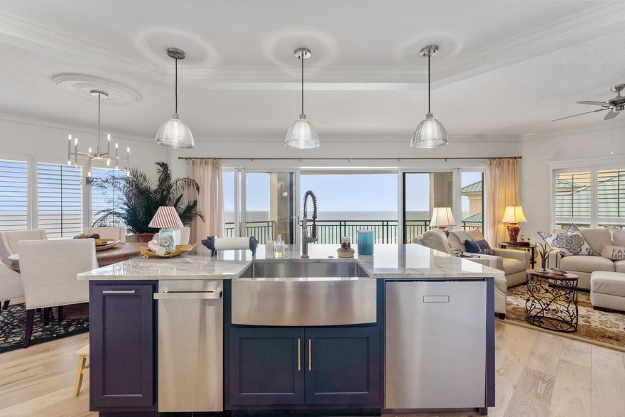 Beautiful, complete renovation of this spacious 1,863 square foot Beachfront condominium offering breathtaking panoramic views of the Gulf of Mexico. No expense spared by the owner on this stunning remodel which includes all New Flooring, Cabinets, Countertops, Lighting, Appliances, Plumbing & Electrical. The kitchen features top of the line appliances including a Fisher & Paykel Professional Freestanding Range with Induction Cooktop, Built In 42' Refrigerator, an Asko Dishwasher.  After an amazing day at the beach, unwind in the living area by watching the 75' Samsung TV or enjoy relaxing in the luxurious master bath free standing soaking tub.  There is ample storage and optimum efficiency with the Artisan Built Custom Closets. Located within the highly sought-after Southwinds I Building,