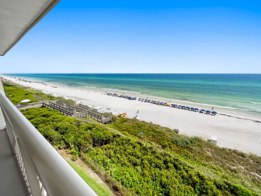 AMAZING OPPORTUNITY to purchase a Gulf front High Pointe condo for a great price! Located along scenic hwy. 30A next to Rosemary Beach, this 2 ensuite bedroom beach front condo is being sold fully furnished, with breathtaking Gulf views throughout, spacious seating in the kitchen/living area, & a private balcony with a view of the beautiful Emerald coast beaches. While enjoying your morning coffee on the balcony, you can plan your day at the pool, beach, cycling along 30A or a stroll to nearby shops and restaurants. Take a walk down to the private beach access, lay down & listen to the waterfalls of the large community lagoon pool, play tennis on the community courts or grab a drink and something to eat at the onsite beach front cabana bar called Crabby Steve's!