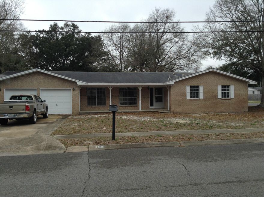 Calling all investors! Great location in Mary Esther, close to shopping and schools. This property has been completely cleaned out with all wiring, plumbing and fixtures removed. Sheet rock has also been removed. Very workable floor plan. HVAC exterior and interior units are still on hand. Property sold as-is. Buyer to verify all data and dimensions.