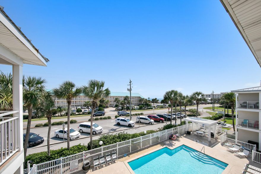 Your beach lifestyle starts here at the Grand Caribbean West! Oversized L shaped balcony overlooking the pool and super views of the Gulf. Bunk beds in the hallway and a sleeper sofa allows the  condo to sleep 6 people and although not on a rental program, the Grand Caribbean is a great rental property with heated pool, hot tub and picnic area. Located right across the street from the Gulf beach access. and on the bike/walking path with many fun restaurants and attractions in the area. Fully furnished and move in ready. Well maintained, the HVAC is serviced twice a year.  Room dimensions may be approximate and Buyer should verify all data.