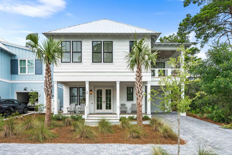 Just steps away from Scenic 30A, this perfectly planned home is now completed and furnished. Ideally located steps away from beach access, the house is in the heart of Blue Mountain Beach, within walking or biking distance of shops and restaurants.   Shiplap walls, hardwood floors, high-end appliances, 10' ceilings, designer tiles, and light fixtures are central throughout. An open concept is on the first floor with a living room, dining room, kitchen, spacious laundry room, and office.   The kitchen features an oversized island with a quartz countertop, a built-in wine refrigerator, white cabinets, a gas oven, and a microwave. Two primary-bedroom suites and two guest bedrooms are located on the second floor. One has four built-in bunks and a media room opening onto a lovely porch. 

The Lakeside community offers a swimming pool, clubhouse, exercise room, and walkway leading through Redfish Village to the beach. While on the way to the beach, stop into Refish Village for some shopping or dining.  

Whether you are searching for a primary home, rental home, or investment property, this home offers something for everyone. You will enjoy owning this immaculate home with its proximity to other communities, such as Grayton Beach, WaterColor, and Seaside.


