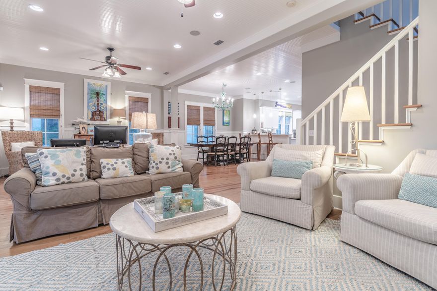 Charming 4br home in Phase III of Watercolor! Great 4 Bedroom plus bunk space with rental potential! This charming beach home is located right across the street from the natural setting of Scrub Oak Park where you can sit on your front porch and enjoy the scenery! The first floor has an open floor plan combining the kitchen, dining, and living areas making the perfect place for family and friends to gather. The first floor also features a bedroom, with a full bath, and a 1/2 bath located just off of the living area. The second floor has a spacious Master bedroom with access to a private porch that overlooks Scrub Oak Park. To finish off the second floor you have a huge bedroom/play room that is perfect for the kids, a full bath, as well as an additional bedroom and office/media room. The home has surround sound as well. Great home for someone looking for an investment or second home! This home is a must see in Watercolor!