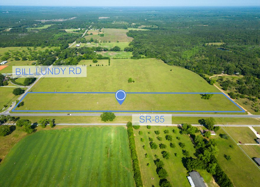 What an ideal location for a gas station/retail shops or both!  Beautiful 12.75 acres of cleared commercial property with 1700' of road frontage along Hwy 85. Zoned C-3. Ten miles to the nearest gas station to the north in Laurel Hill and five miles to the south in Crestview.  Large 200 housing development within two miles to the north and over 100 to the west .  With several others  nearby.  Survey is available.