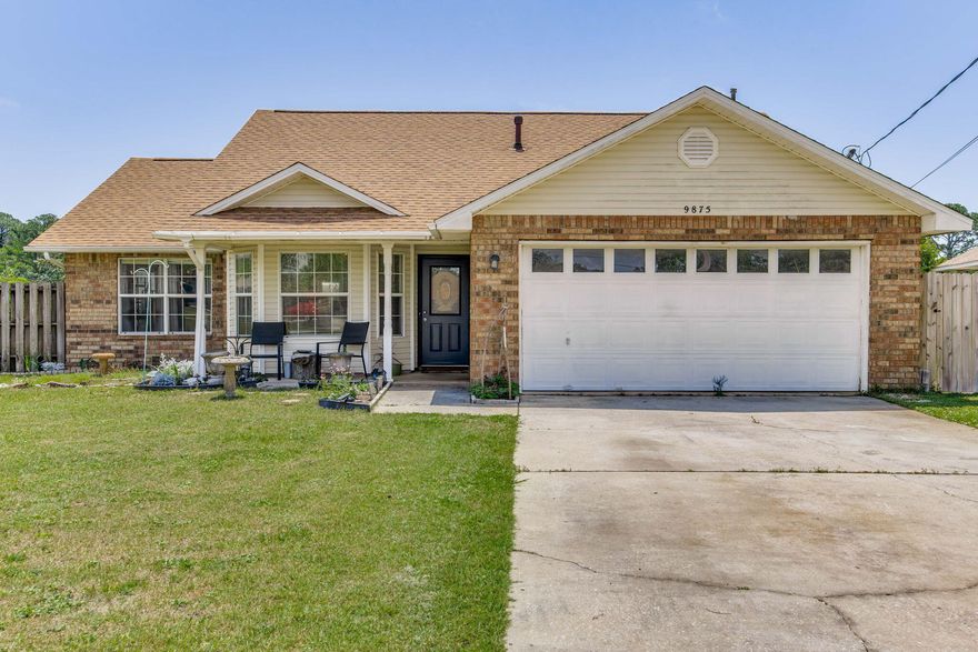 This 4-bed/3-bath lakefront home offers over 2,100 square feet of living space in a cul-de-sac right on the lake! The unique floor plan features a large living area, an updated kitchen with stainless steel appliances, beautiful countertops, and ample cabinet storage, along with a dedicated dining space. The primary bedroom includes a walk-in closet and an en-suite bathroom with dual vanities, and combined tub/shower. Three additional bedrooms provide flexible space for family, guests, or a home office.The two-car garage and large driveway provide plenty of parking space for vehicles, boats or trailer, and a brand new roof will help keep your insurance premiums as low as possible. Quiet no-HOA neighborhood just minutes from military bases, white-sand Navarre beaches, shopping and schools.